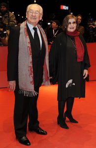 Andrzej Wajda and wife Krystyna Zachwatowicz attend the premiere for 'Eden Is West' as part of the 59th Berlin Film Festival at the Berlinale Palast in Berlin, Germany.